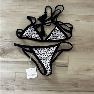 Posh Pua Wild Print Bikini with Black Accents